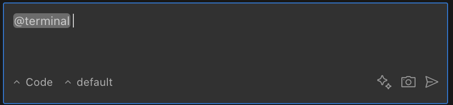 Terminal mention example showing terminal output being included in Saarthi&#39;s context