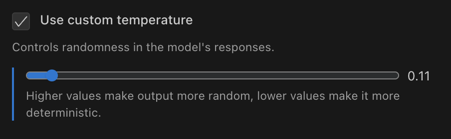 Temperature setting in Saarthi settings panel