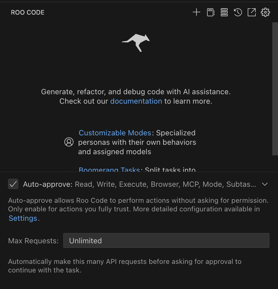 Setting the Max Requests limit for auto-approved actions in Saarthi settings.